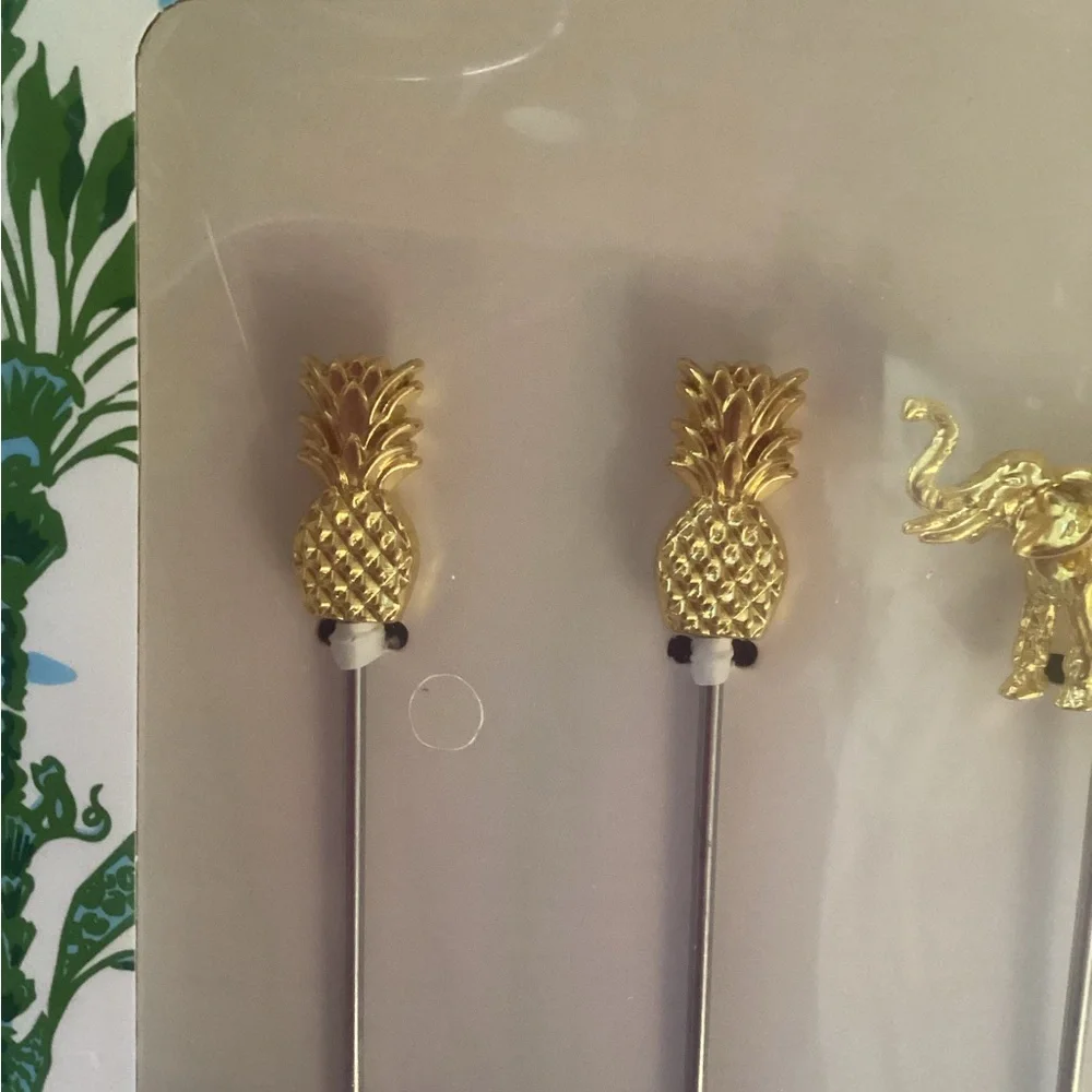 Lilly Pulitzer Gold Tropical Appetizer Picks